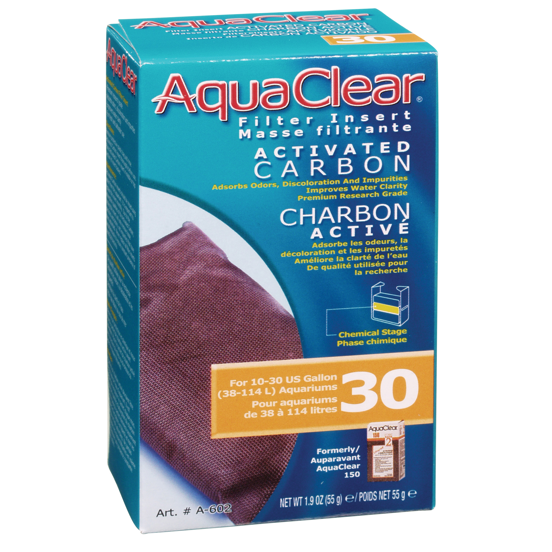 AquaClear 30 Activated Carbon Filter Insert , 55 g (1.9 oz)