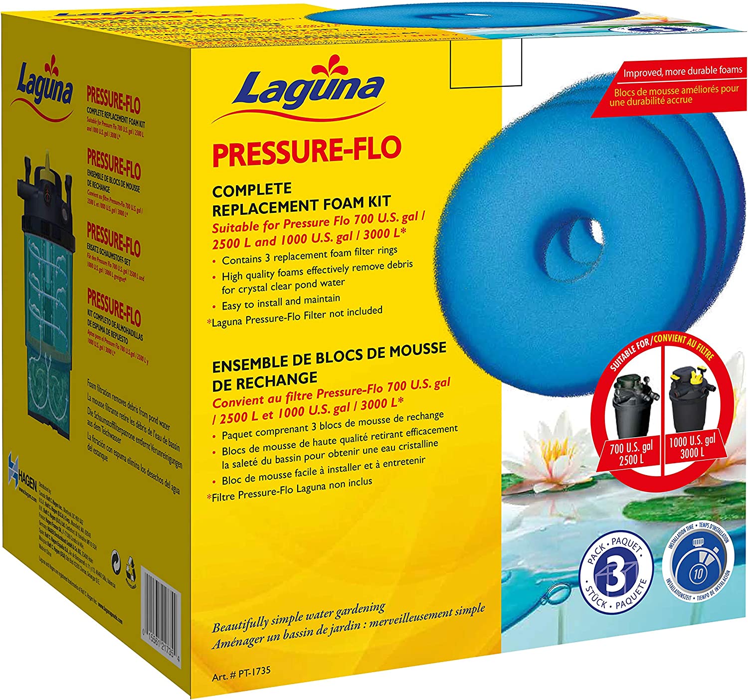 Laguna Pre-Flo Repl. Foam-19cm, 3pk