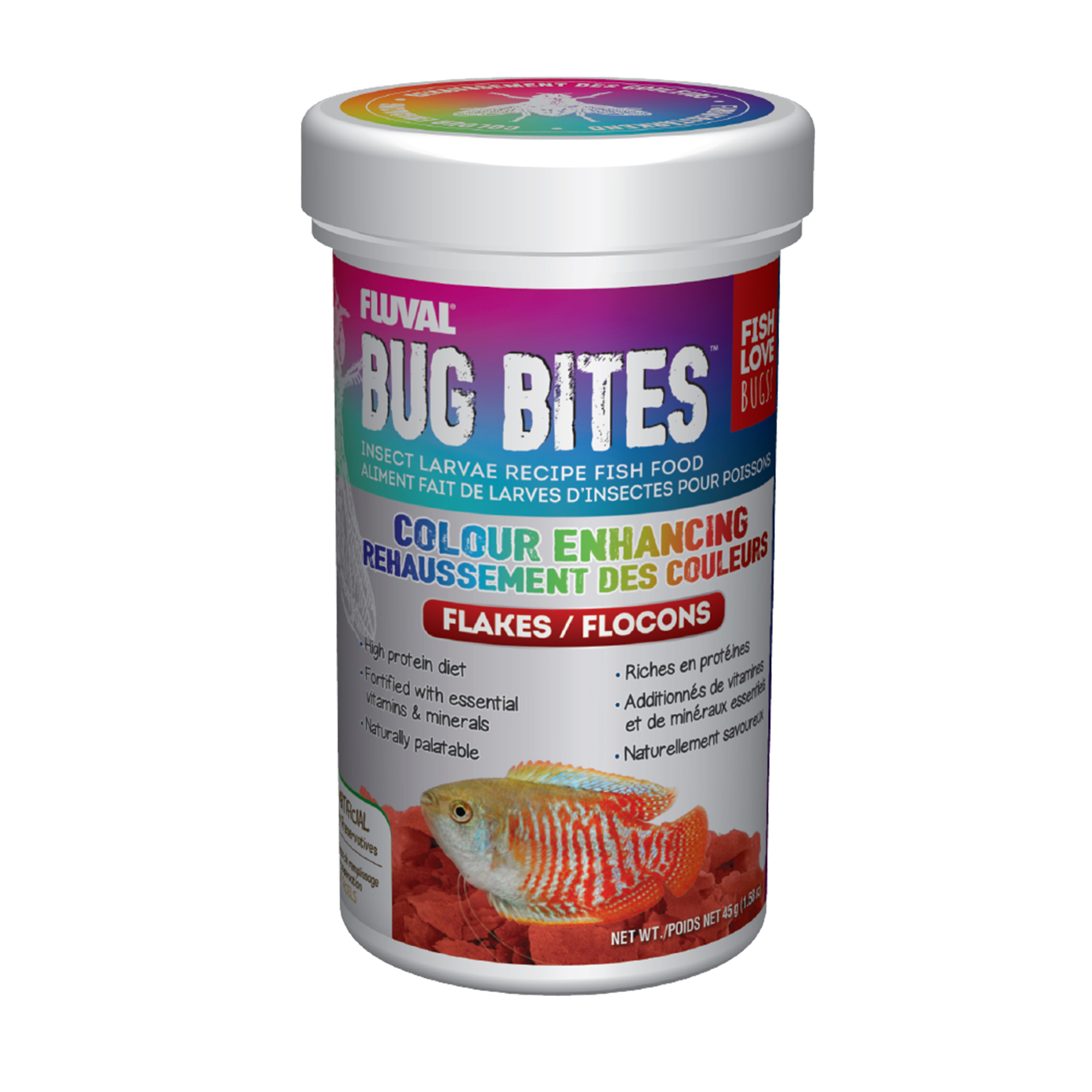 Fluval Bug Bites Color Enhancing Flakes - 45 g (1.58 oz)